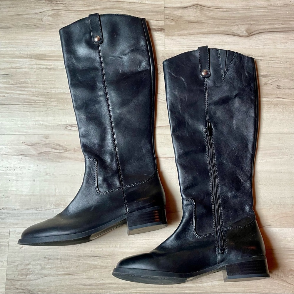 Black Leather Knee-High Boots, INC Fawne